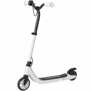 El-løbehjul, elektrisk løbehjul, 6 km rækkevidde, egnet til alderen 6 år og opefter, stålstel, sort og hvid, 76 x 53 x 95 cm